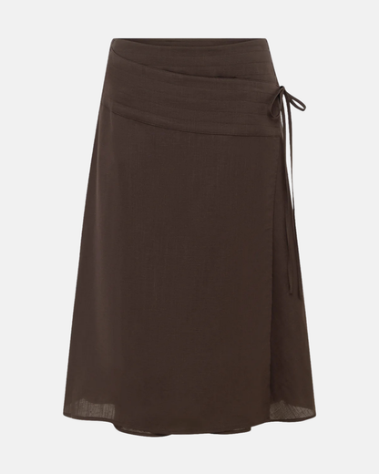 Olga Joan Tie-Waist Skirt Ciocco