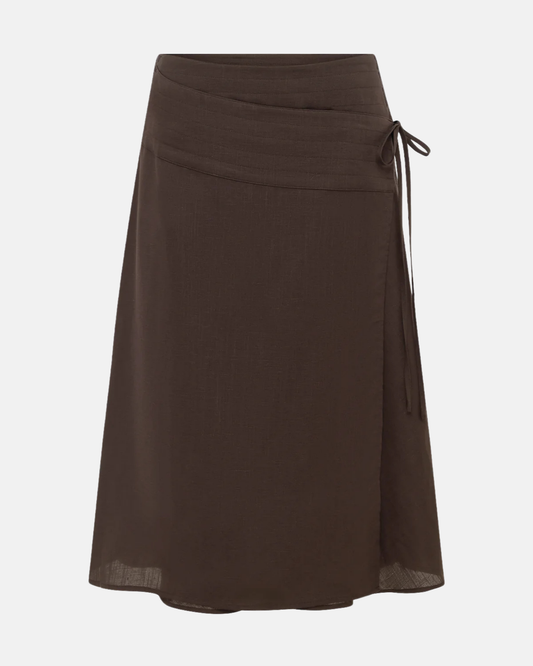 Olga Joan Tie-Waist Skirt Ciocco