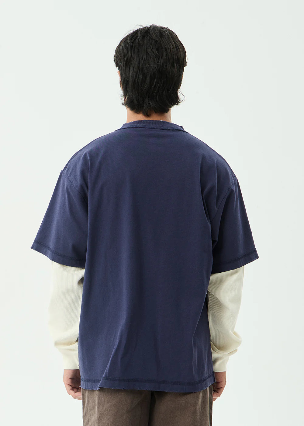 CHAINS HEAVYWEIGHT LAYERED WAFFLE BOXY TEE | WASHED DEEP SEA