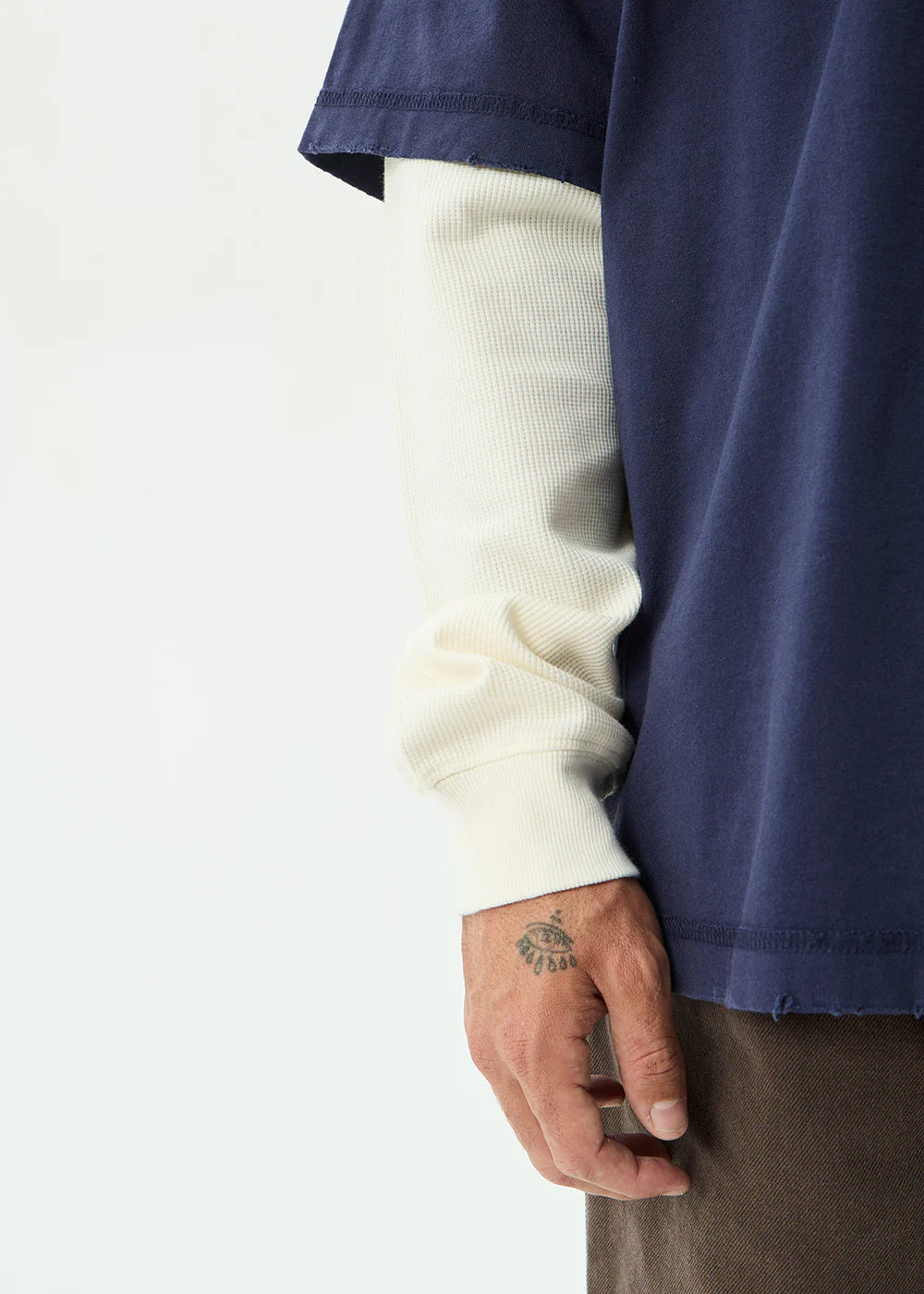 CHAINS HEAVYWEIGHT LAYERED WAFFLE BOXY TEE | WASHED DEEP SEA