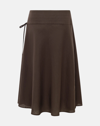 Olga Joan Tie-Waist Skirt Ciocco