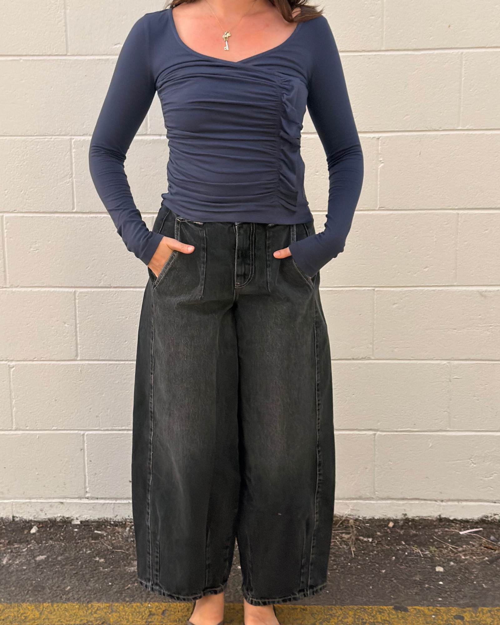 Damson Madder Trixie Ls Top Grey Blue