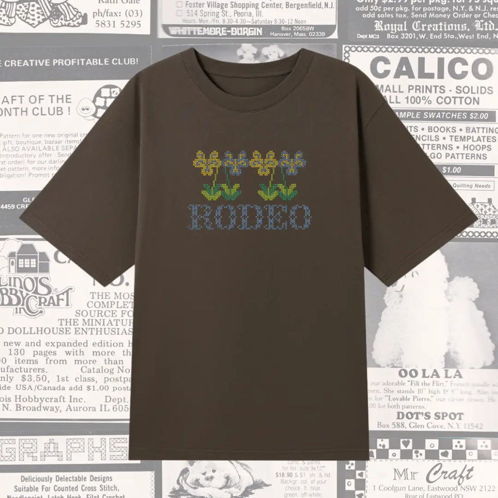 FELLOW PANSIES CROSS STITCH T- SHIRT | RODEO Embroidery