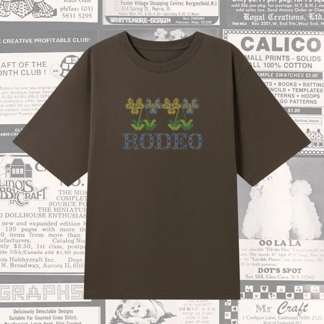 FELLOW PANSIES CROSS STITCH T- SHIRT | RODEO Embroidery