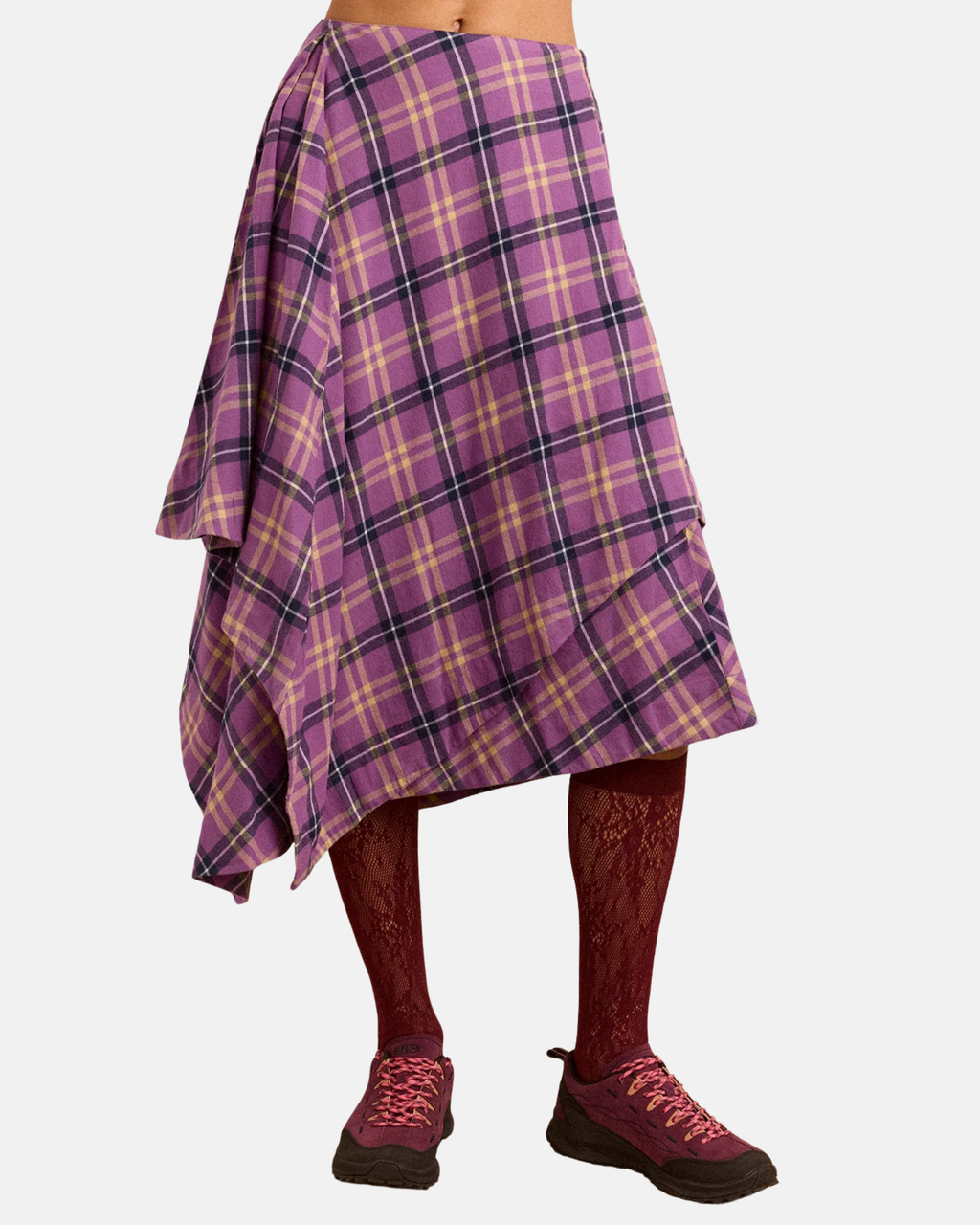Damson Madder Katana Midi Skirt Magenta Check
