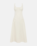 Olga Joan Drop Waist Midi Dress Crema Stripe