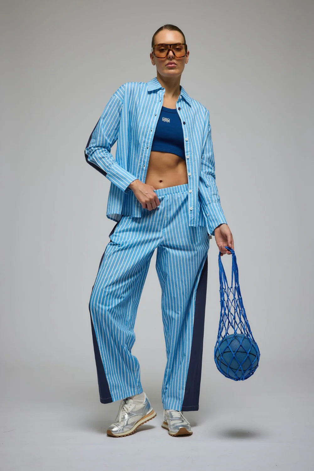 LIBBY COTTON STRIPE PANT | SKY BLUE STRIPE