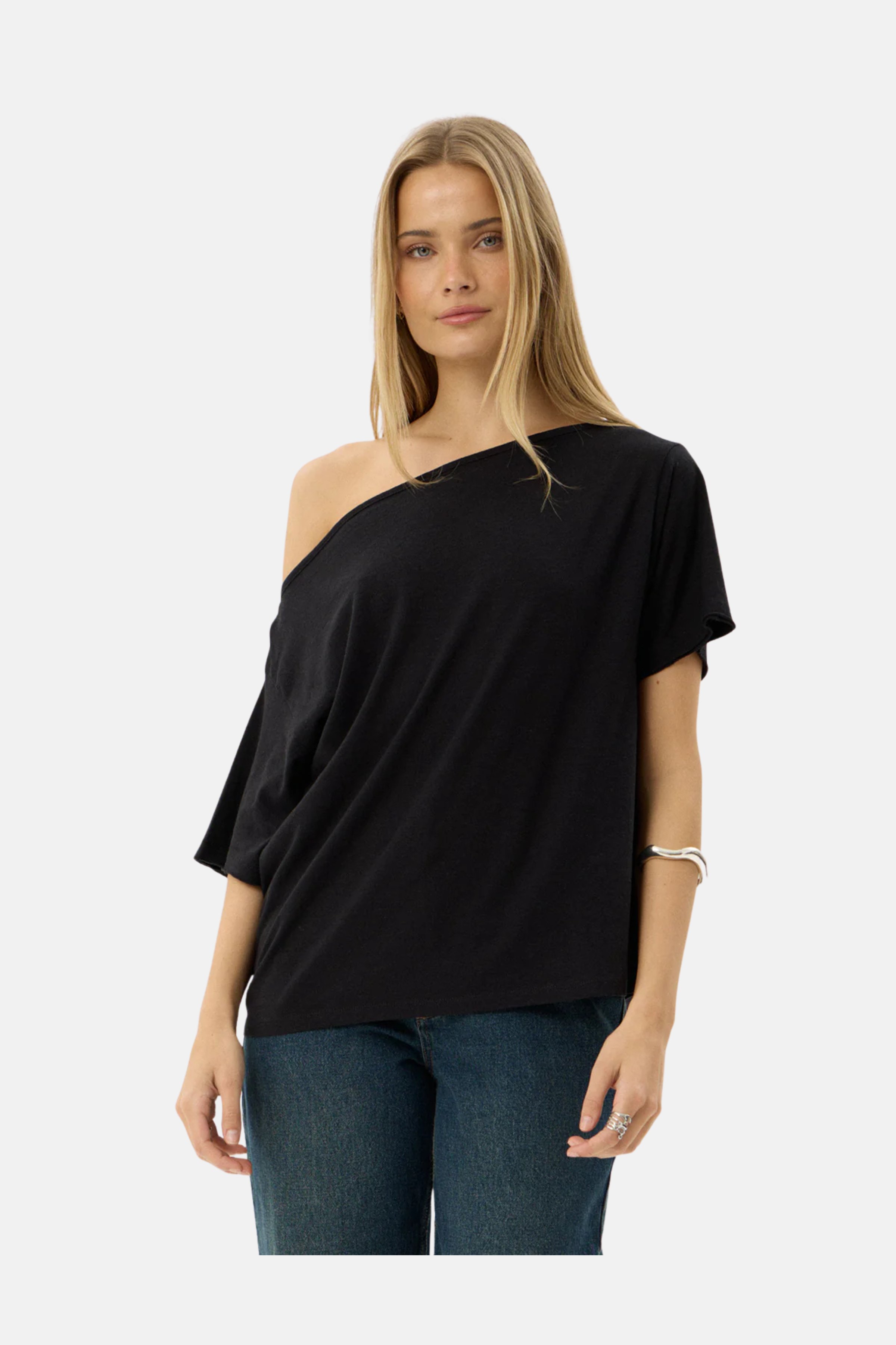 Afends Sabina Off Shoulder Tee Black