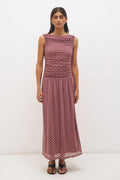 SONATA SPOT GATHERED DRESS | ROSEWOOD