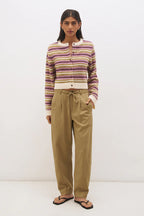 ORCHID STRIPE CARDIGAN | OLIVE PLUM STRIPE