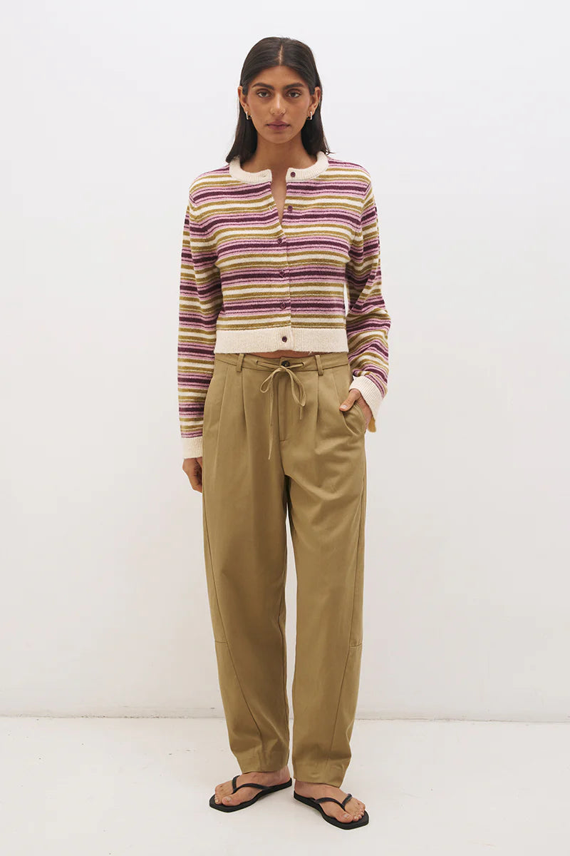 ORCHID STRIPE CARDIGAN | OLIVE PLUM STRIPE