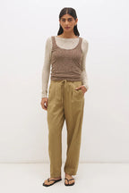 Mon Renn Miren Layered Top Choco Cream Stripe