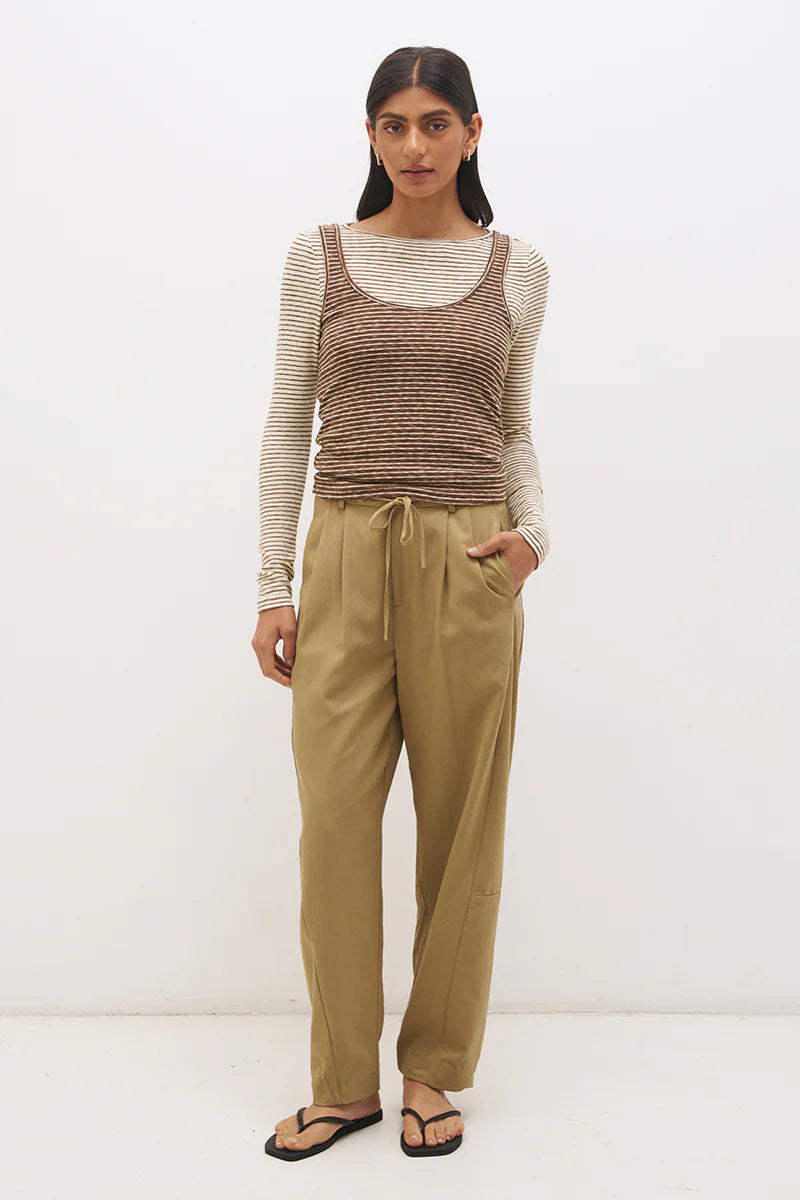 Mon Renn Miren Layered Top Choco Cream Stripe