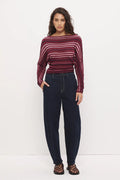 Mon Renn Selena Knit Top Berry Stripe