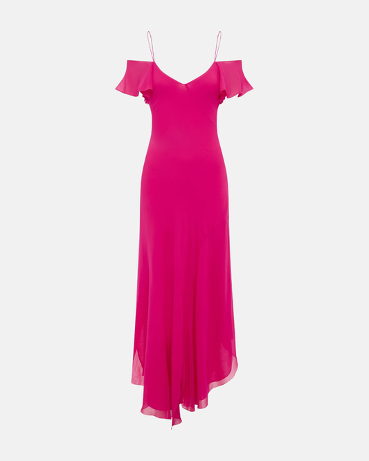 Olga joan Flutter Sleeve Dress Rossetto