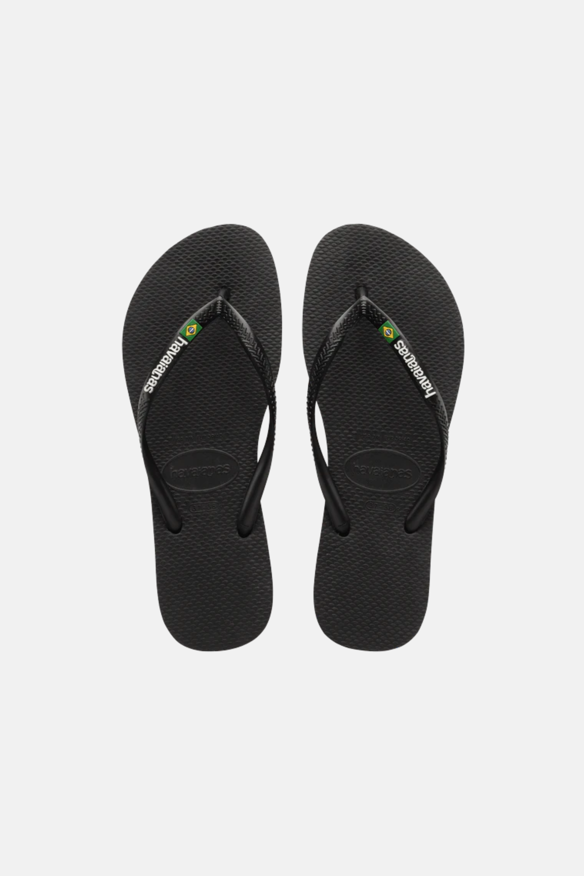 Havaianas Slim Brazil Flag Thongs Black