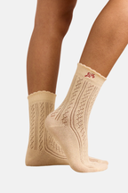 Damson Madder 2 Pack Socks Red and Cream Pointelle