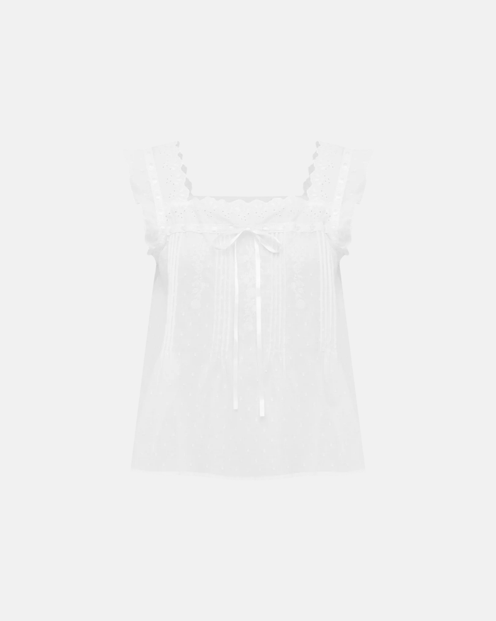 Olga Joan Prairie Camisole Bianca