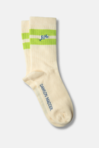 Damson Madder Calf Length Socks Cream & Chartreuse