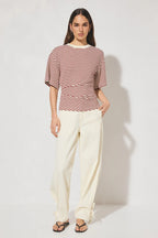 AURA TEE | BURGUNDY CREAM STRIPE
