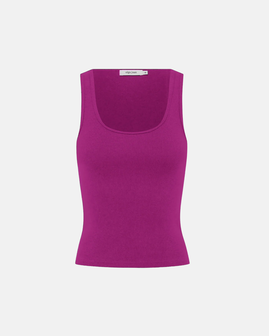 Olga Joan Ribbed Scoop Singlet Iris