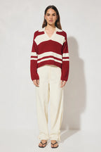 COSMO KNIT JUMPER | BURGUNDY CREAM STRIPE