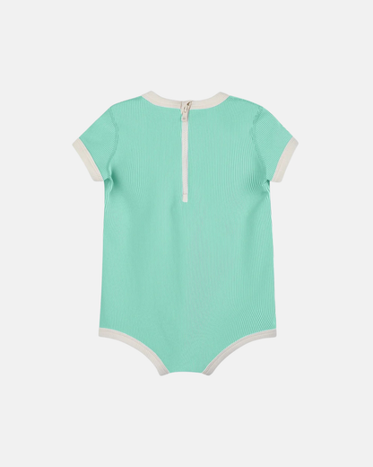 Zulu & Zephyr Mini Stripe Infant Onesie Aqua