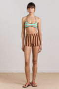 TRUDI BOY SHORT | BROWN STRIPE PRINT