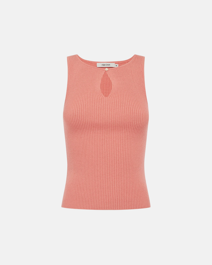 Olga Joan Key Hole Knit Tank Corallo