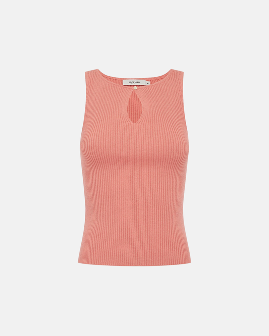 Olga Joan Key Hole Knit Tank Corallo