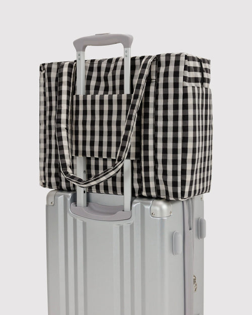 Baggu Small Cloud Carry On Black and Cream Gingham