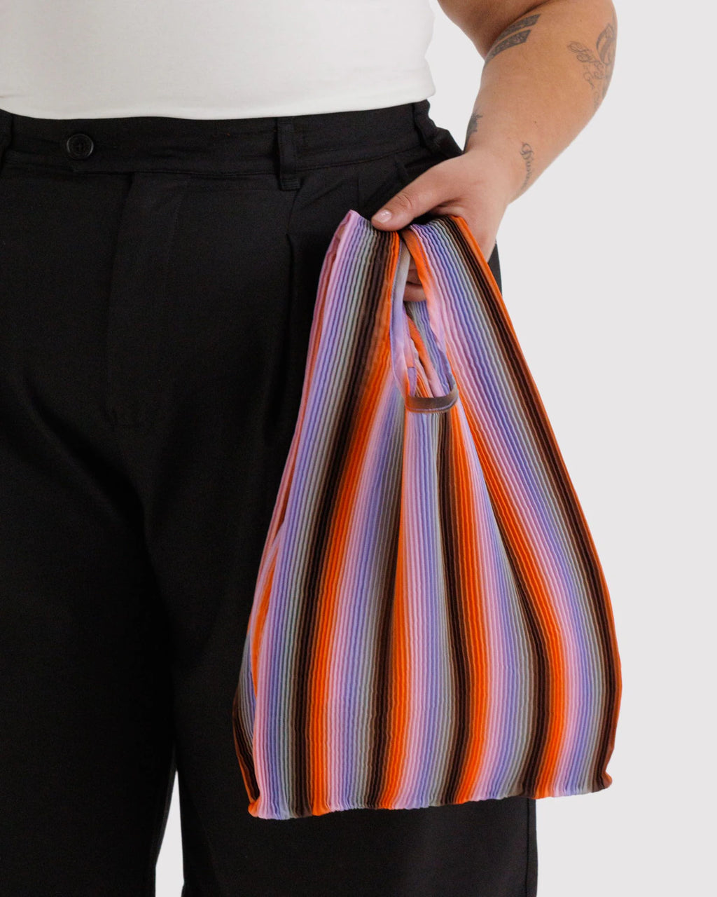 PLEATED BAGGU | GRADIENT STRIPE POPPY & LILAC