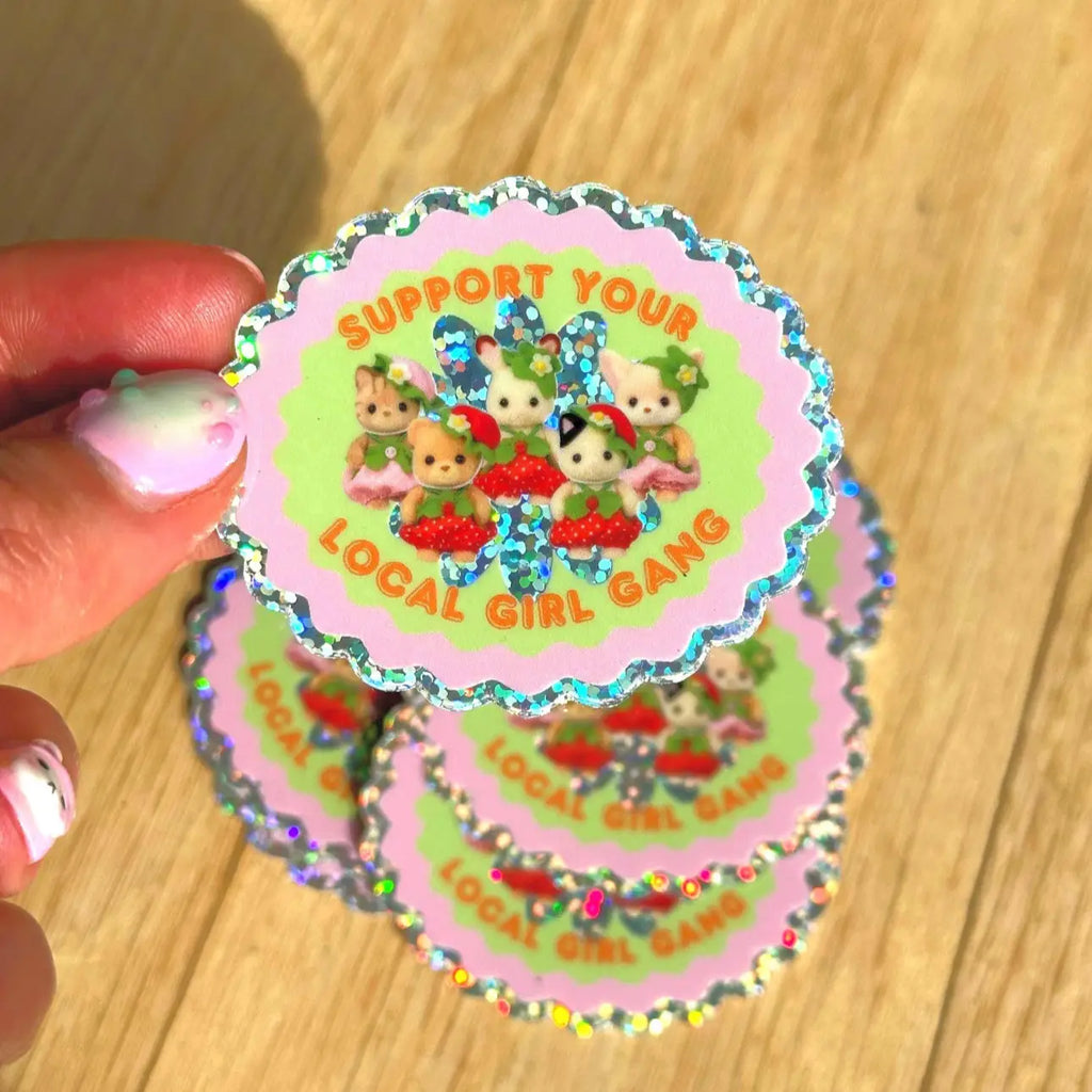 GIRL GANG VINYL GLITTER STICKER | SHELLFLOWER