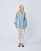 Near The Sea Oversized Shirt Blue Plaid