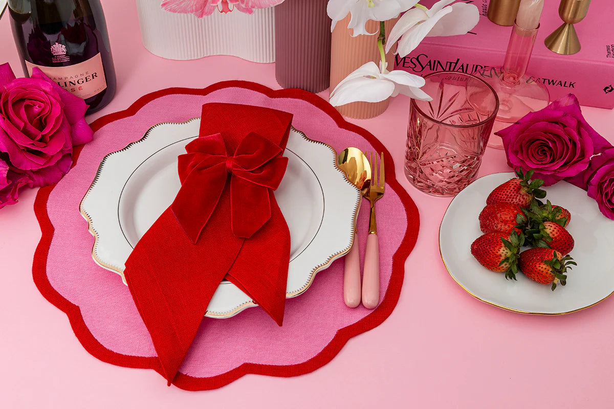 VALENTINA PLACEMAT SET | BLUSH PINK/SCARLET RED