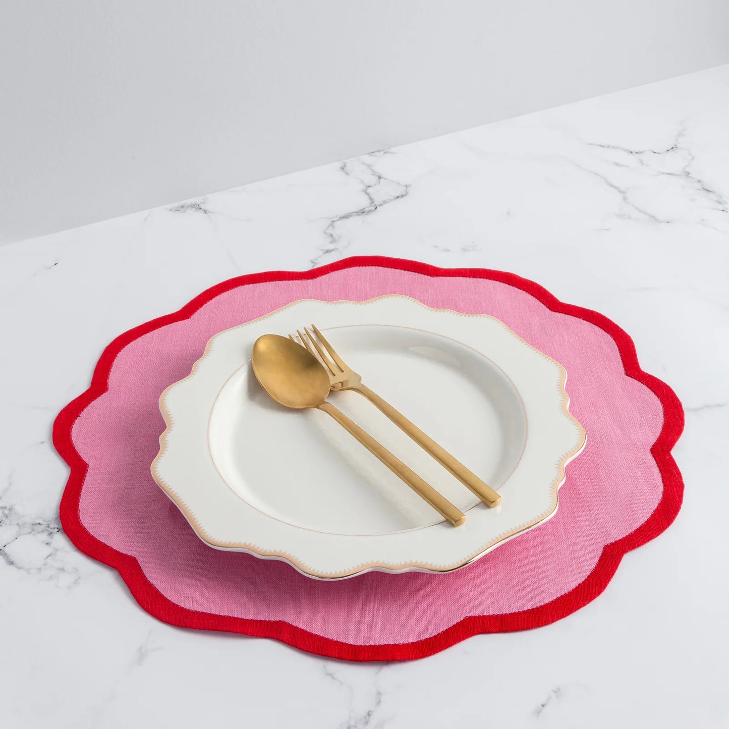 VALENTINA PLACEMAT SET | BLUSH PINK/SCARLET RED