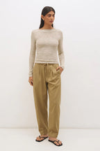 Mon Renn Miren Layered Top Choco Cream Stripe