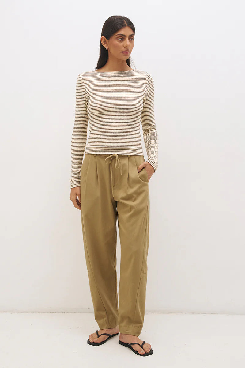 Mon Renn Miren Layered Top Choco Cream Stripe