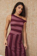 Mon Renn Selena Knit Dress Berry Stripe