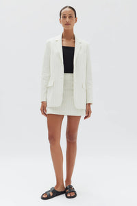 LEILA STRIPE LINEN SKIRT | CREAM PIN STRIPE