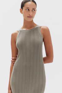 VIENNA RIB KNIT DRESS | MILITARY