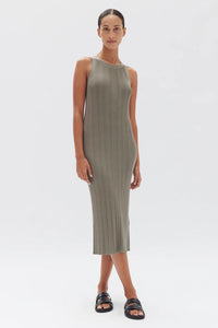 VIENNA RIB KNIT DRESS | MILITARY