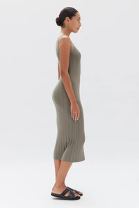 VIENNA RIB KNIT DRESS | MILITARY