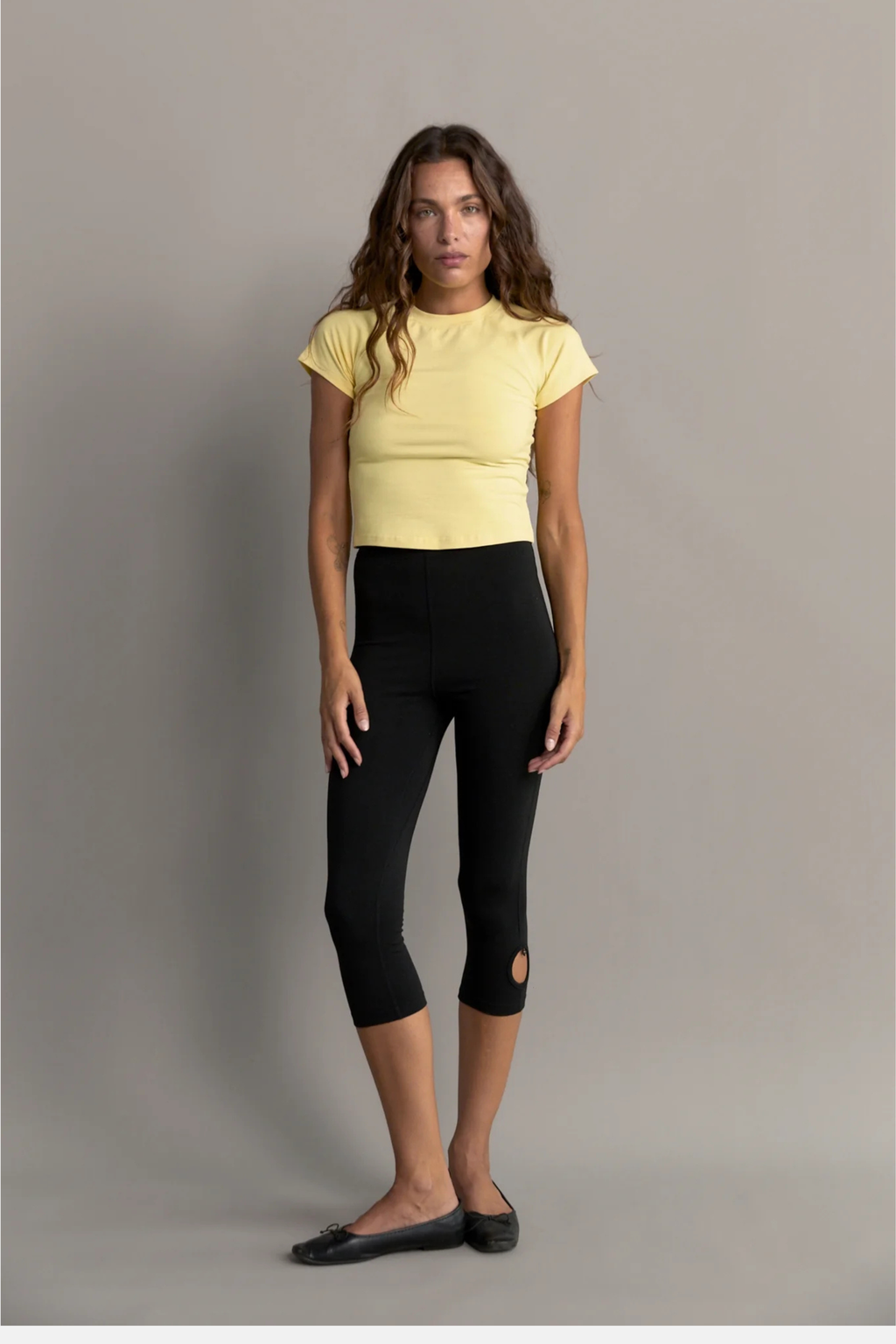 Pinky & Kamal Cropped Baby Tee Butter