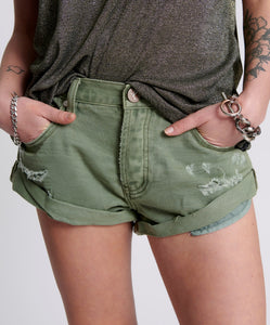 BANDIT LOW WAIST DENIM SHORT | SUPER KHAKI
