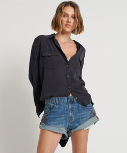 WESTLAND BLUE MOTIF BANDITS LOW WAIST DENIM SHORT
