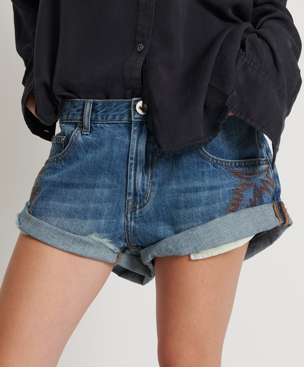 WESTLAND BLUE MOTIF BANDITS LOW WAIST DENIM SHORT