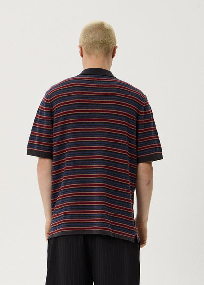 Afends Club Knit Polo Shirt Club Stripe 5