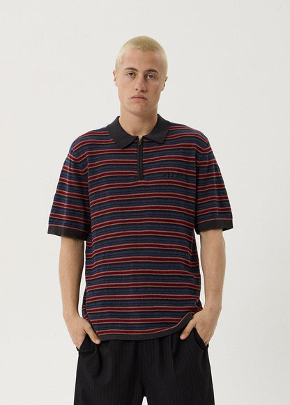 Afends Club Knit Polo Shirt Club Stripe 2