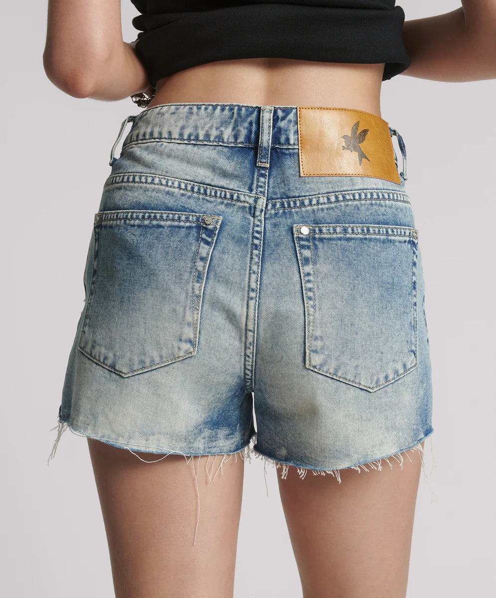 SUNSET BLUE BOWIE HIGH WAIST DENIM SHORT | SUNSET BLUE